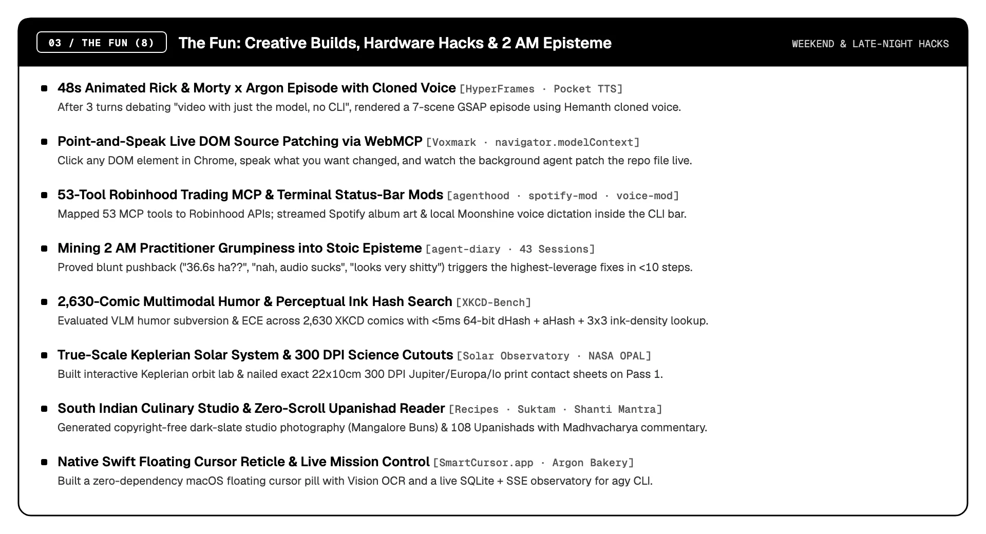 The Fun: Creative Builds, Hardware Hacks &#x26; 2 AM Episteme