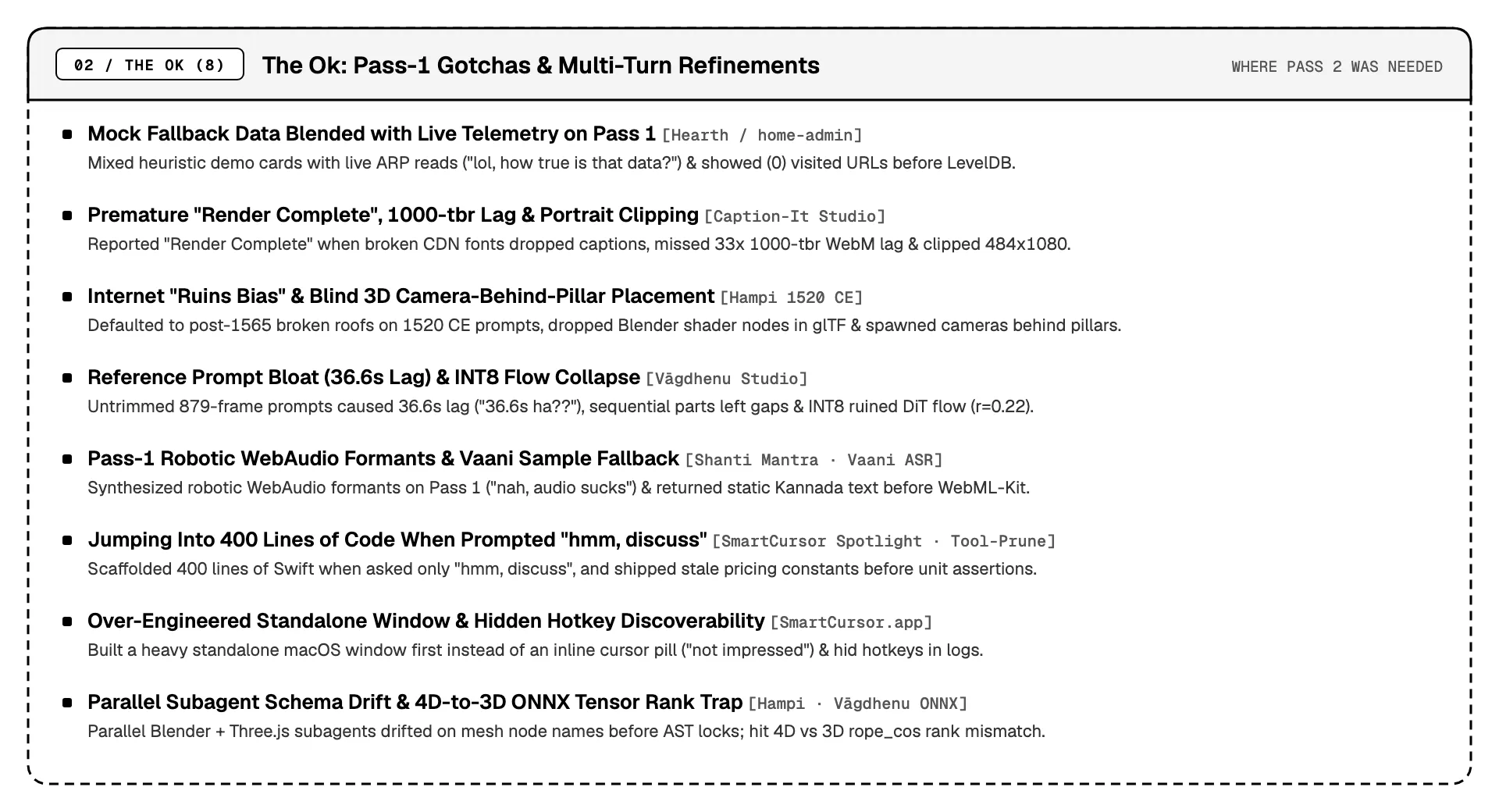 The Ok: Pass-1 Gotchas &#x26; Multi-Turn Refinements